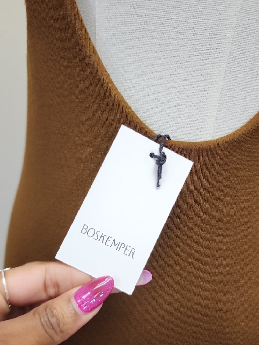 Boskemper One Shoulder Brown Bodycon Dress Stretch Minimal Size Medium — image 5 of 8